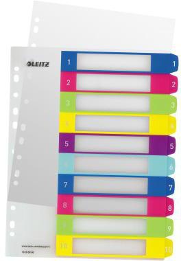 Zahlenregister Leitz WOW DIN A4 Überbreite 1-10 Polypropylen mehrfarbig LEITZ