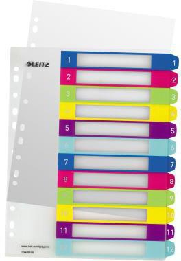 Zahlenregister Leitz WOW DIN A4 Überbreite 1-12 Polypropylen mehrfarbig LEITZ
