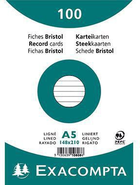 Karteikarte Exacompta DIN A5 liniert weiß 100 St/Pack EXACOMPTA