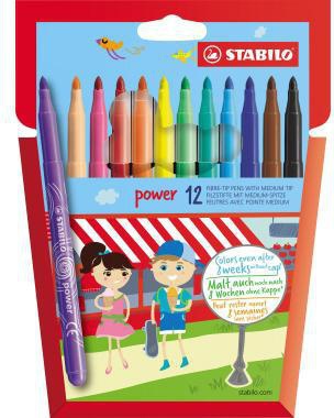 Fasermaler STABILO® power 2mm farbig sortiert auswaschbar 12 St/Pack STABILO