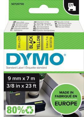 Schriftbandkassette DYMO® D1 9 mm x 7 m (B x L) gelb schwarz DYMO® D1 9 mm x 7 m (B x L) gelb schwarz DYMO