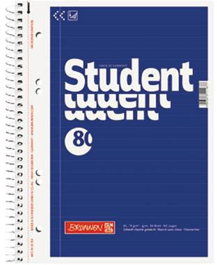 Collegeblock BRUNNEN Student DIN A5 liniert 70g/m² blau 80 Bl BRUNNEN
