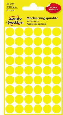 Markierungspunkt Avery Zweckform 12mm Papier gelb 270 Etik/Pack AVERY ZWECKFORM