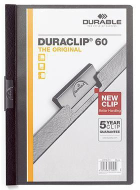 Klemmmappe DURABLE DURACLIP® 60 DIN A4 Hartfolie Farbe der Rückseite: schwarz Farbe der Klemme: schwarz DURABLE