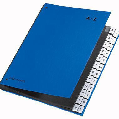 Pultordner PAGNA DIN A4 A-Z Karton/Papier laminiert blau 24 Fächer PAGNA