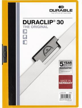 Klemmmappe DURABLE DURACLIP® 30 DIN A4 Hartfolie Farbe der Rückseite: orange Farbe der Klemme: schwarz DURABLE