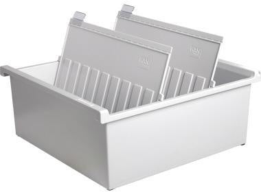 Karteitrog HAN 322 x 138 x 346 cm (B x H x T) DIN A4 quer 1300 Karten Polystyrol lichtgrau 2 Stützplatten HAN
