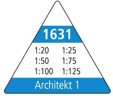 Dreikantmaßstab M+R 30cm Architekt 1: 1:20 1:25 1:50 1:75 1:100 1:125 Kunststoff weiß M+R – Ansicht 3