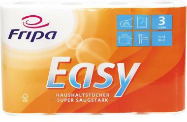 Küchenrolle Fripa Easy 3-lagig 100 % Frischzellstoff hochweiß 4 Rl/Pack FRIPA