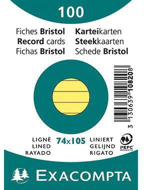 Karteikarte Exacompta DIN A7 liniert gelb 100 St/Pack EXACOMPTA