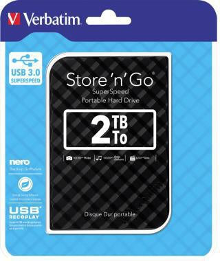 Festplatte extern Verbatim Store 'n' Go 119 x 81 x 145 mm (B x H x T) USB 30 2 Tbyte inkl USB 30-Kabel Kurzanleitung