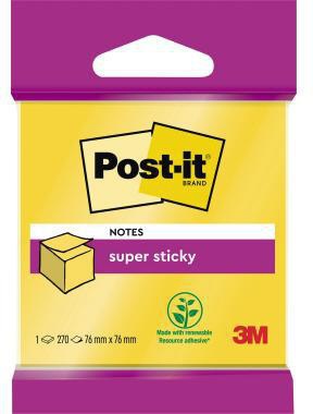 Haftnotizwürfel Post-it® Super Sticky 76 x 45 x 76 mm (B x H x T) ultragelb 270 Bl POST-IT