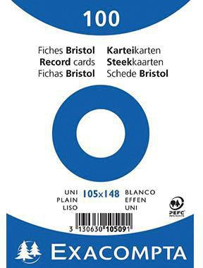 Karteikarte Exacompta DIN A6 blanko weiß 100 St/Pack EXACOMPTA