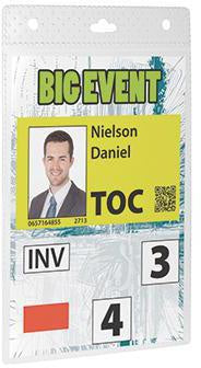 Namensschild DURABLE 105 x 148 mm (B x H) inkl Tasche für Visitenkarten kombinierbar mit Textilband Clip Kette Jojo