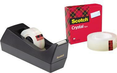Tischabroller Scotch® Sparset C38 19 mm x 33 m (B x L) inkl 1 Rolle Scotch® Crystal Klebefilm 19 mm x 10 m (B x L) schwarz