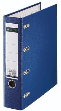 Doppelordner Leitz 75mm 2 x DIN A5 quer 4 Bügel Graupappe recycelt blau LEITZ