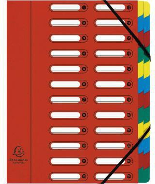 Ordnungsmappe Exacompta Harmonika® DIN A4 225g/m² Colorspankarton Farbe: rot Farbe des Fächerblocks: mehrfarbig 24 Fächer