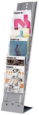 Prospektständer Paperflow Plio 25 x 115 x 36 cm (B x H x T) Metall pulverbeschichtet transparent 7 Fächer PAPERFLOW