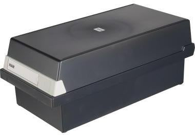 Karteikasten HAN 177 x 14 x 36 cm (B x H x T) DIN A6 quer 1300 Karten Polystyrol schwarz 2 Stützplatten HAN