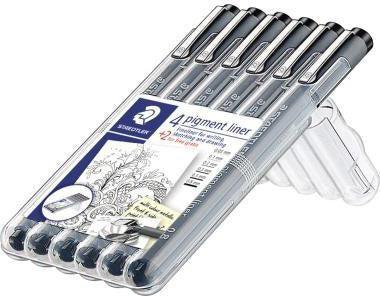 Fineliner STAEDTLER® Pigment liner 308 005 mm 01 mm 02 mm 03 mm 05 mm 08mm schwarz 6 St/Pack STAEDTLER