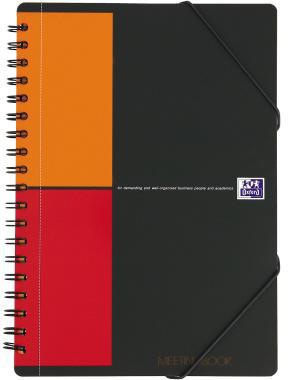 Collegeblock Oxford International Meetingbook Connect DIN B5 kariert Polypropylen grau/orange/rot 80 Bl OXFORD