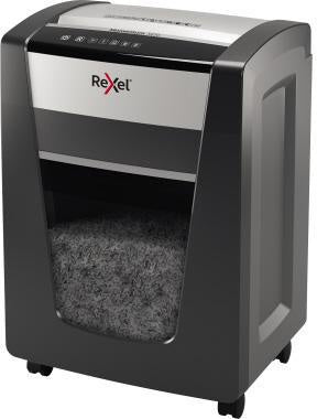 Aktenvernichter Rexel® Momentum X420 P-4 Papier Heftklammern Büroklammern Partikelschnitt 22 Bl (70 g/m²) schwarz/silber