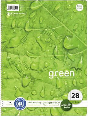 Collegeblock Staufen Green DIN A4 kariert mit Rand innen/außen 70g/m² 100 % Recyclingpapier farbig sortiert (freie