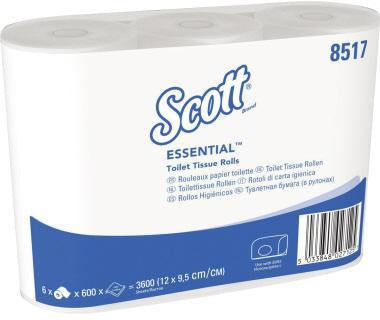 Toilettenpapier Scott® ESSENTIALT 2-lagig Tissue 100 % recycelt weiß 600 Bl/Rl 6 Rl/Pack SCOTT