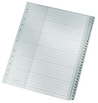 Zahlenregister Leitz DIN A4 Überbreite 250g/m² 1-31 Polypropylen grau LEITZ