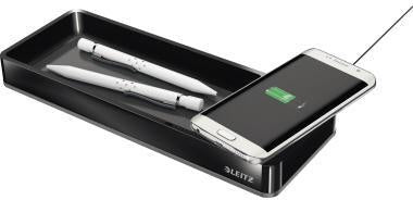 Stiftschale Leitz Duo Color 266 x 28 x 101 cm (B x H x T) inkl Qi- Induktionsladegerät Polystyrol schwarz/grau 1 Fach LEITZ