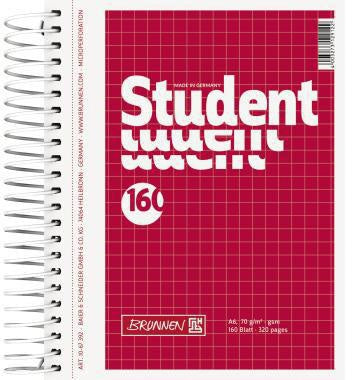 Collegeblock BRUNNEN Student DIN A6 kariert 70g/m² Karton rot 160 Bl BRUNNEN