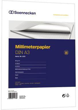 Millimeterpapierblock Soennecken DIN A3 80g/m² 50 Bl Soennecken DIN A3 80g/m² 50 Bl SOENNECKEN