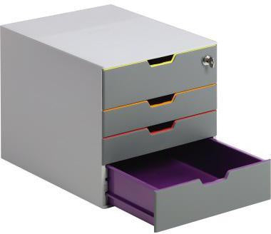 Schubladenbox DURABLE VARICOLOR® 4 Safe 4 Schubladen DIN A4 DIN C4 Folio Letter ABS Kunststoff Gehäusefarbe: grau Farbe der