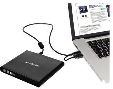 Laufwerk extern Verbatim Slimline CD/DVD 146 x 17 x 146 mm (B x H x T) USB 20 M-DISC Archivmedien Windows® Mac – Ansicht 3