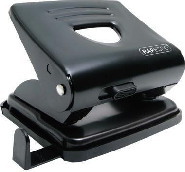 Locher RAPESCO 825 8cm 25 Bl (80 g/m²) mit Anschlagschiene schwarz RAPESCO