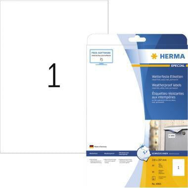 Universaletikett HERMA PREMIUM 210 x 297 mm (B x H) nicht wieder ablösbar Papier weiß 25 Etik/Pack HERMA