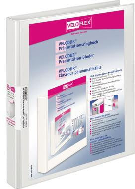 Präsentationsringbuch Veloflex VELODUR® 20mm DIN A4 2 Ringe Rundmechanik Pappe weiß VELOFLEX