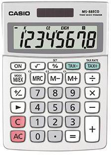 Tischrechner CASIO® MS-88 ECO 103 x 307 x 145 mm (B x H x T) Solar-Energie Batterie grau CASIO