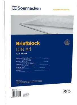Briefblock Soennecken DIN A4 kariert 70g/m² weiß 50 Bl SOENNECKEN