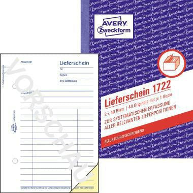 Lieferschein Avery Zweckform DIN A6 selbstdurchschreibend 2 x 40 Bl AVERY ZWECKFORM