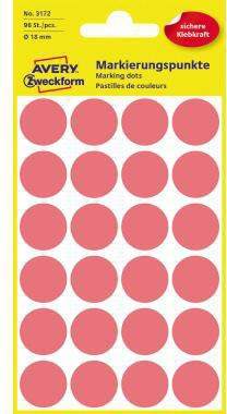 Markierungspunkt Avery Zweckform 18mm Papier leuchtrot 96 Etik/Pack AVERY ZWECKFORM