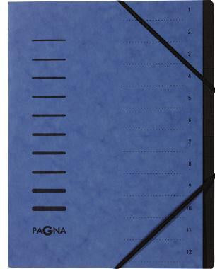 Ordnungsmappe PAGNA DIN A4 240g/m² Pressspankarton Farbe: blau Farbe des Fächerblocks: schwarz 12 Fächer PAGNA