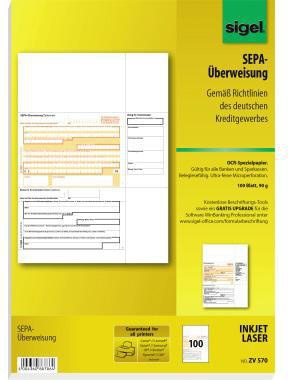Überweißung SIGEL DIN A4 nicht selbstdurchschreibend 100 Bl/Pack SIGEL