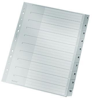 Zahlenregister Leitz DIN A4 Überbreite 250g/m² 1-10 Polypropylen grau LEITZ