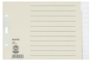 Ordnerregister Leitz DIN A5 quer Überbreite blanko Tauenpapier recycelt grau 12 Registerblätter LEITZ