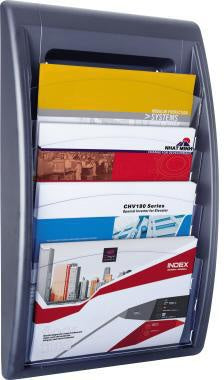 Prospekthalter Paperflow Quickfit 395 x 65 x 95 cm (B x H x T) DIN A4 quer Polystyrol anthrazit 4 Fächer PAPERFLOW