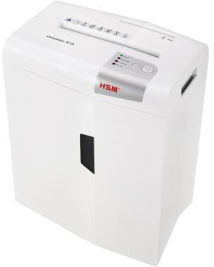 Aktenvernichter HSM® shredstar X10 P-4 Papier Heftklammern Büroklammern Kreditkarten CDs/DVDs Partikelschnitt weiß/silber HSM