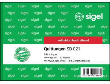 Quittungsblock SIGEL DIN A6 quer selbstdurchschreibend 1 Durchschlag 2 x 40 Bl SIGEL