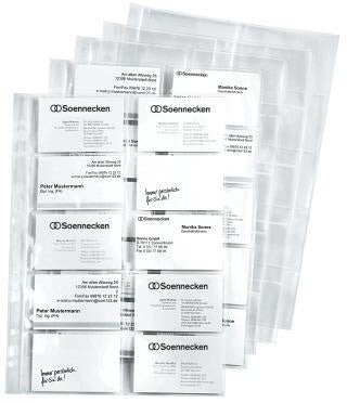 Visitenkartenhülle Soennecken 90 x 57 mm (B x H) links offen Polypropylen transparent 20 Karten 10 St/Pack SOENNECKEN