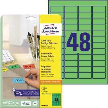 Universaletikett Avery Zweckform 457 x 212 mm (B x H) wieder ablösbar Papier grün 960 Etik/Pack AVERY ZWECKFORM